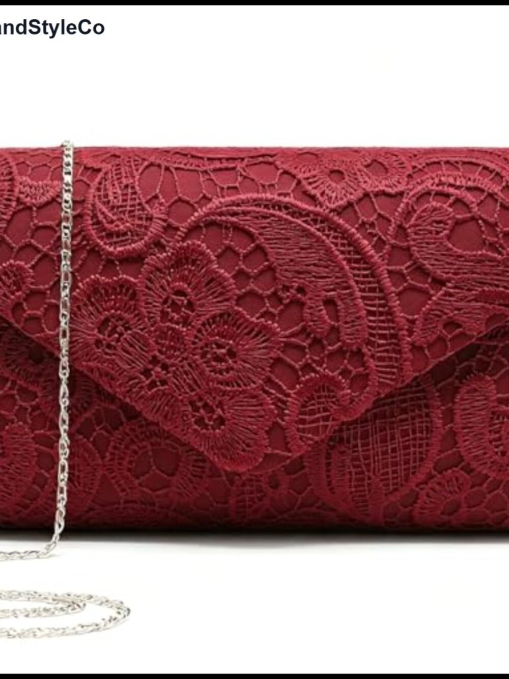 Lace Embroidered Clutch Evening Bag Envelope Satin Purse